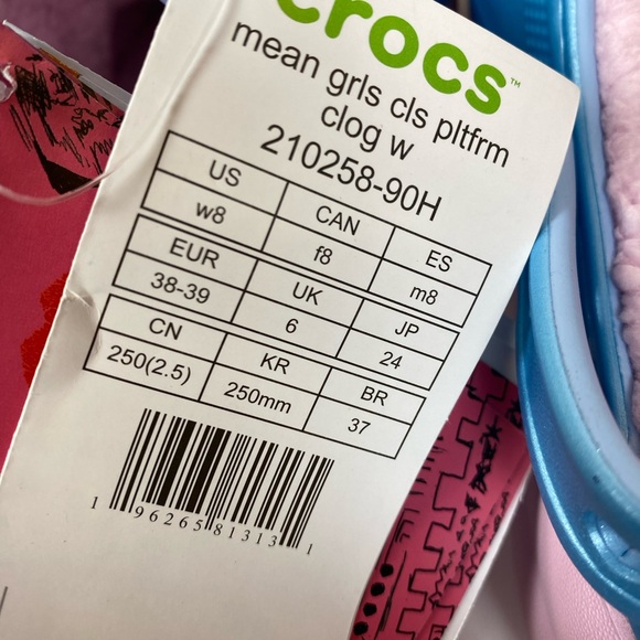 Crocs Mean Girls Limited Edition Platform Clogs Shoes Blue & Pink Lined Size 8 - Picture 6 of 12